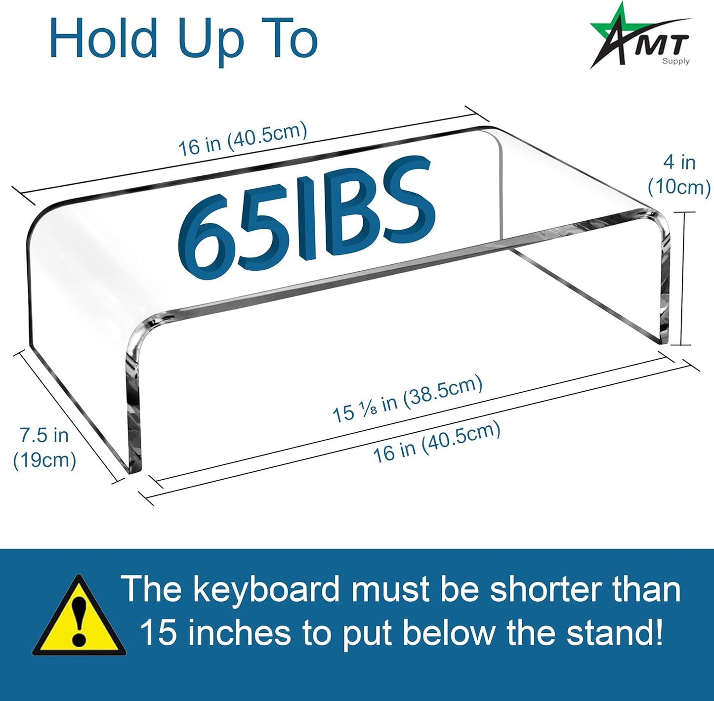 Clear Acrylic Monitor Riser for Home Office - AMT Premium Design