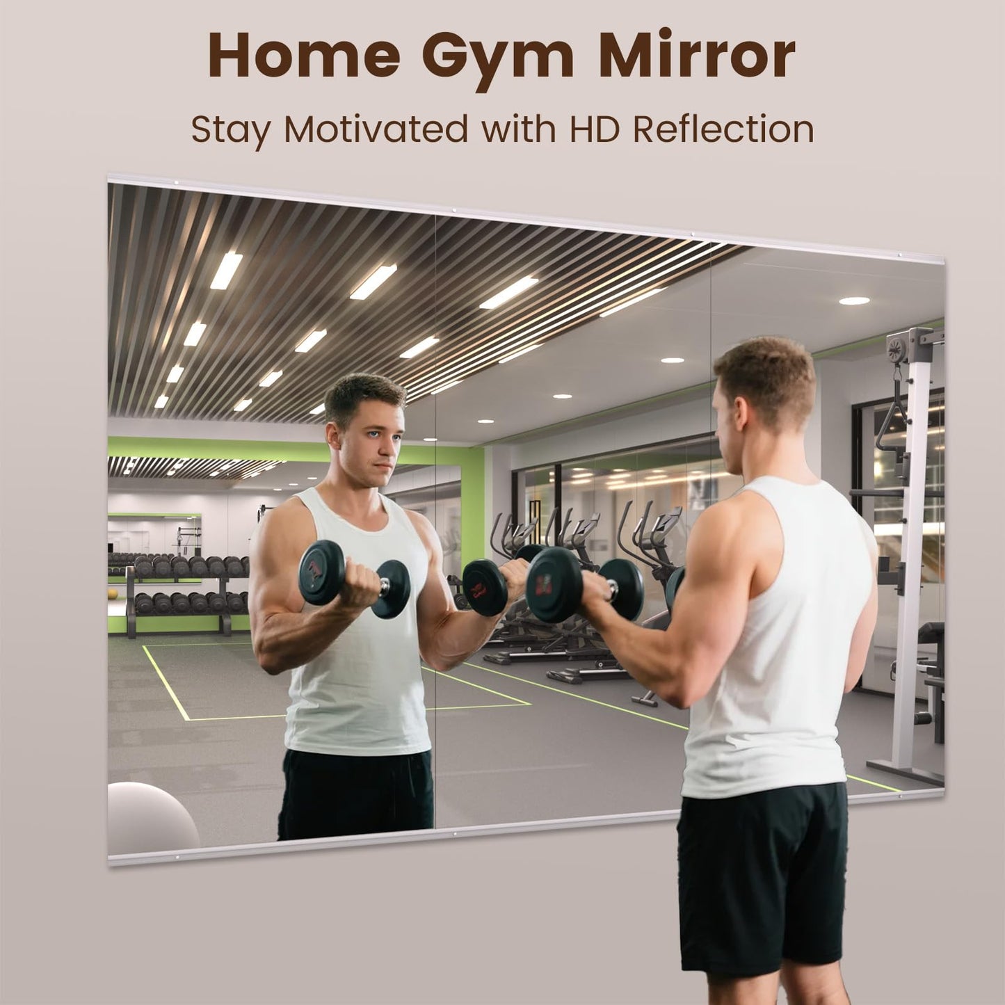 LOAAO Home Gym Mirror, 48"x24"-3 PCS Gym Mirrors for Wall, Frameless, Tempered Glass, Large Workout Mirrors for Home Gym, Dance Studio, Yoga Room, Garage Gym