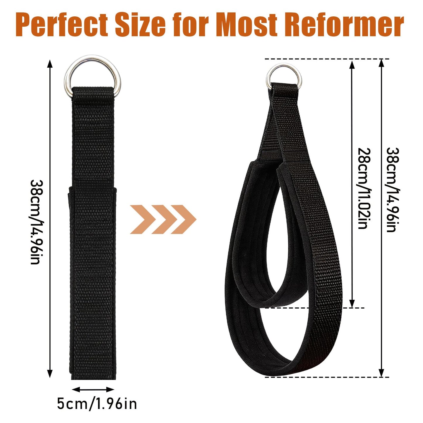 Pilates Loops Compatible with Tonal Smart Home Gym, Double Loop Soft Lined Pilates Straps with T Lock Adapter, W/Snap Hooks, D-Ring Straps for Home Gym & Yoga Workout Accessories (2Pcs)