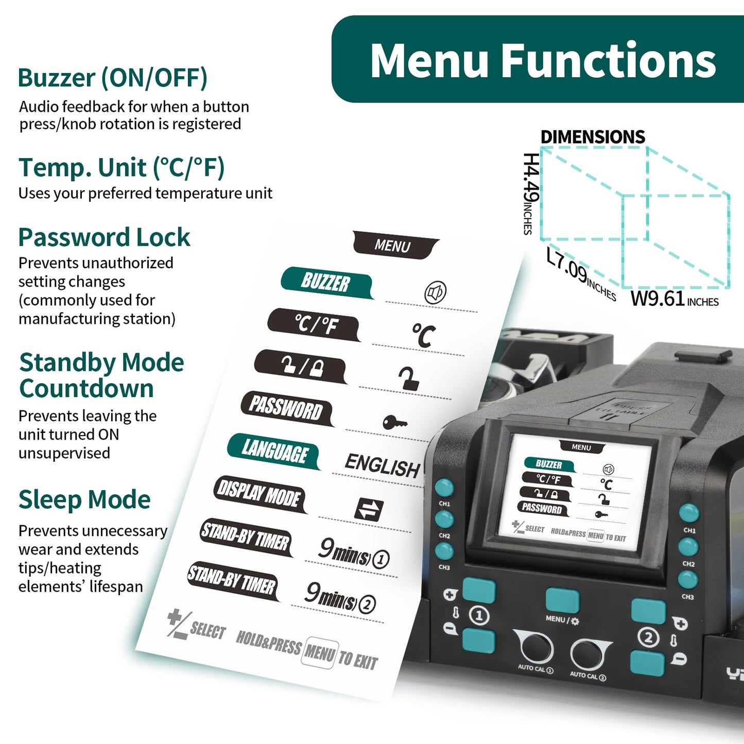 YIHUA 982D-III 2-IN-1 Precision Soldering Station with C210 Soldering Iron and C120 Hot Tweezers Cartridge Tip System for SMD Rework, Micro Soldering, Professional Soldering Iron Kit