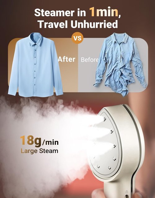 Jack & Rose Portable Press Iron Steamer - Dual Voltage 110-220V, 6+1 Fabric Settings, Travel-Friendly