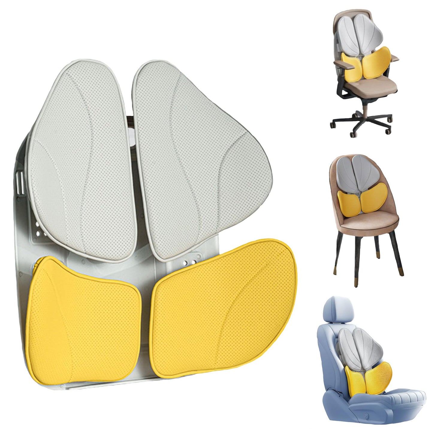 Rechteckig Lumbar Support Pillow for Office Chair, Office Home Must Haves, Back Support for Car, Back Cushion, Back Support Pillow for Chair, Height Adjustable, Dynamic Tracking of Back Movement