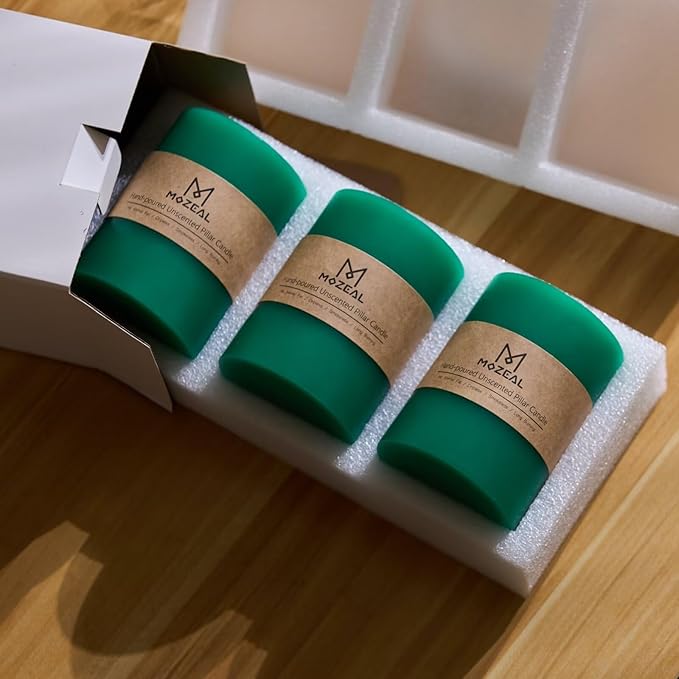 MOZEAL 4" x 10" Extra-Large Mint Pillar Candles (Set of 2), Unscented, Dripless, Smokeless, Long Clean-Burning, Tall 10 inch Large Mint Pillar Candles Perfect for Fresh Spring and Minty Fresh Decor