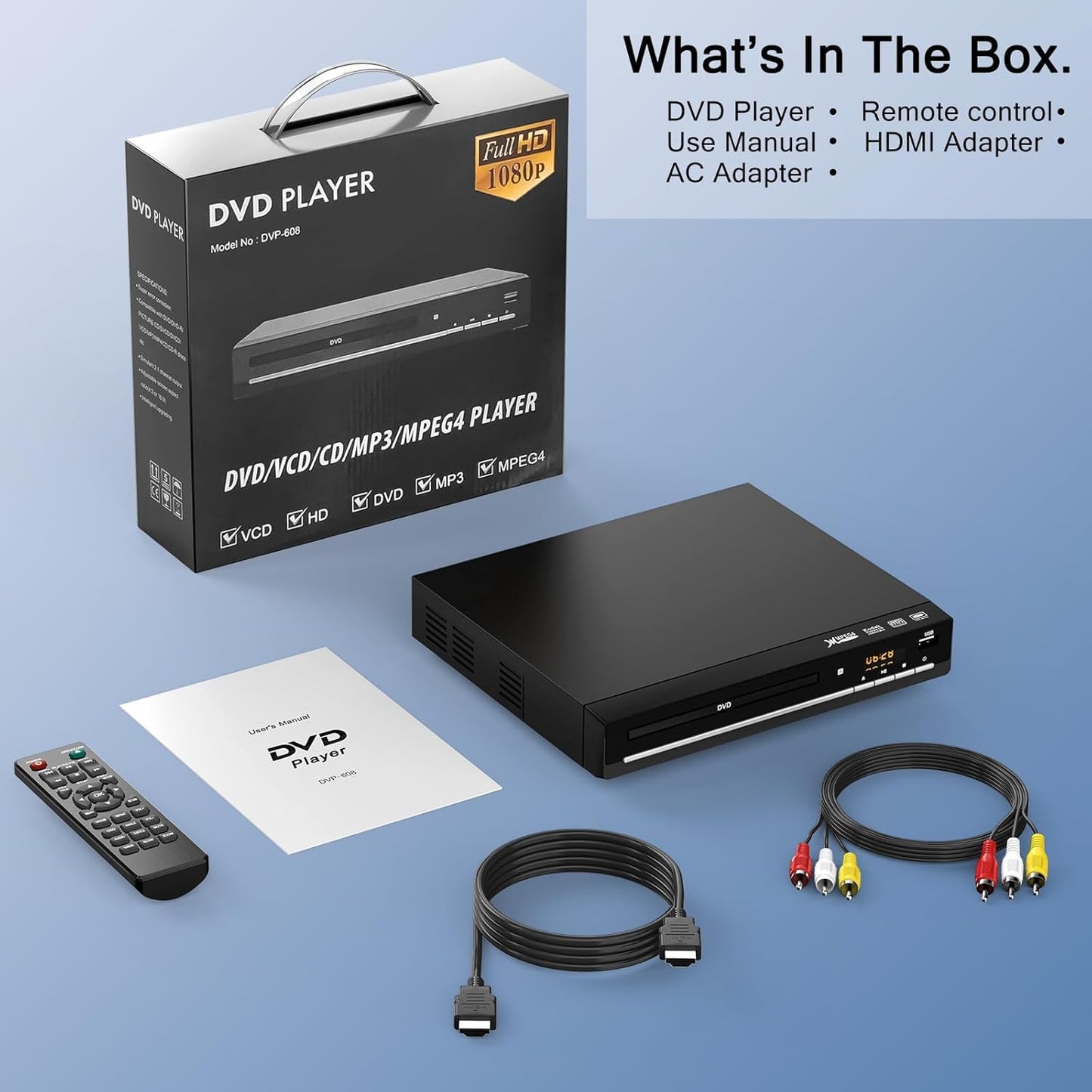 WSJSYH 1080P DVD Players for TV with HDMI,Plays All Regions and Formats,CD Player for Home,Support