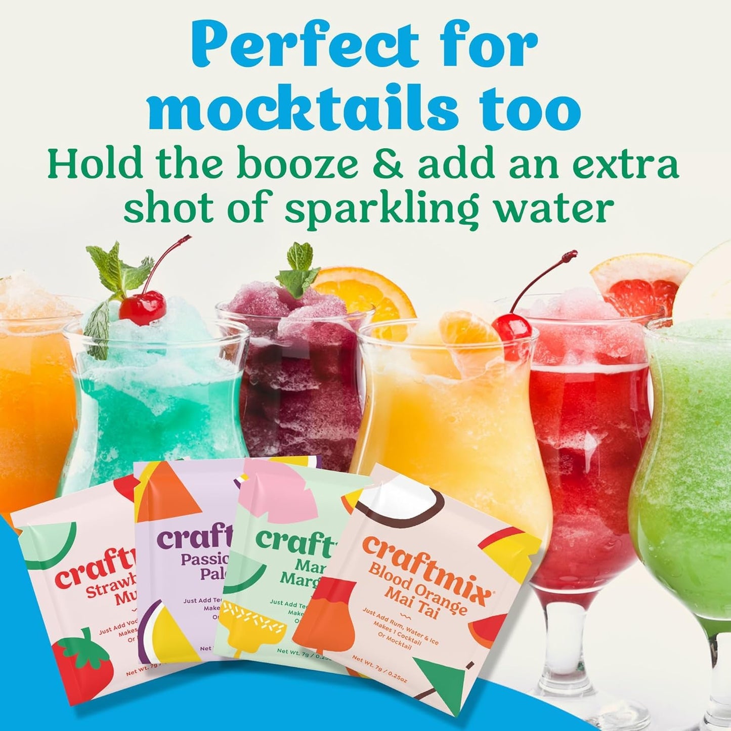 Craftmix Variety Pack Cocktail & Mocktail Drink Mixer, Skinny Mixes - Water Flavoring Packets - Made With Real Fruit - Vegan Low-Carb, Low-Sugar, Non-GMO, Dairy Free, Gluten Free, 24 Pack