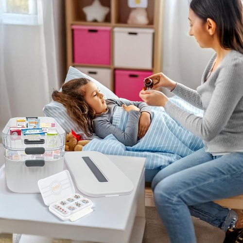 Multi-Tier Medicine Storage Box - Portable First Aid Organizer for Home & Travel | Large Pill Cabinet with Bonus 7-Day Pill Case (3-Tier & 4-Tier Options)