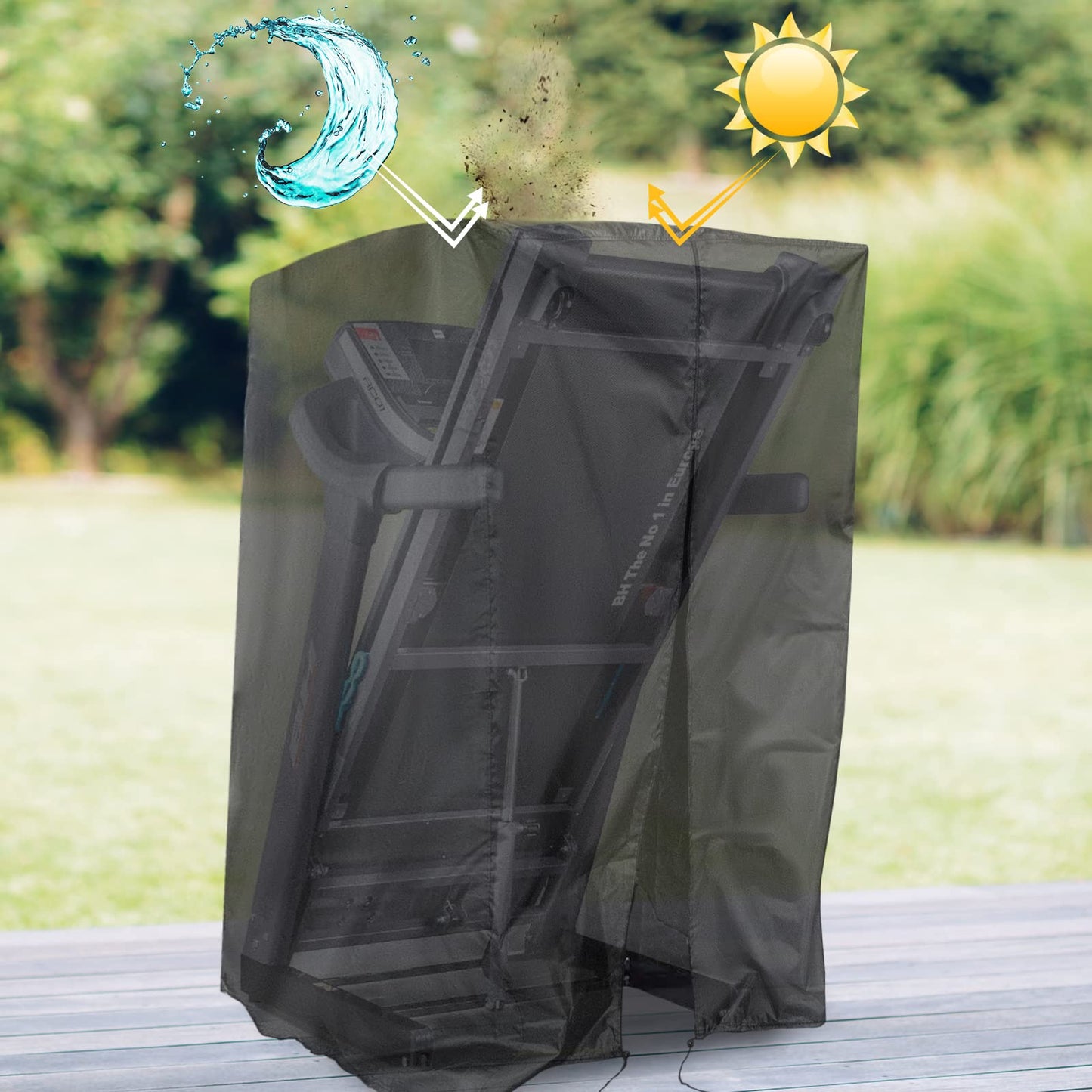 Iptienda Treadmill Cover, Folding Treadmill Covers Waterproof for Foldable Running Machine Indoor Outdoor, 46" L x 35" W x 71" H