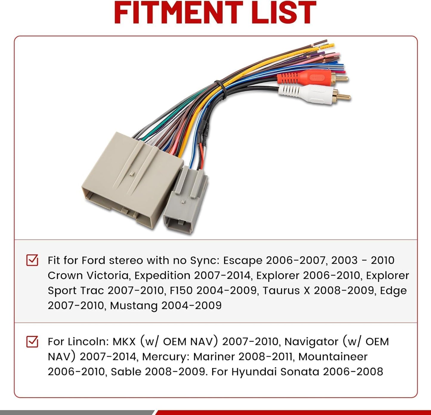 12 5 RED WOLF Radio Stereo Wiring Harness with Volt to Volt Step Down Adapter Switcher Harness Replacement for Older