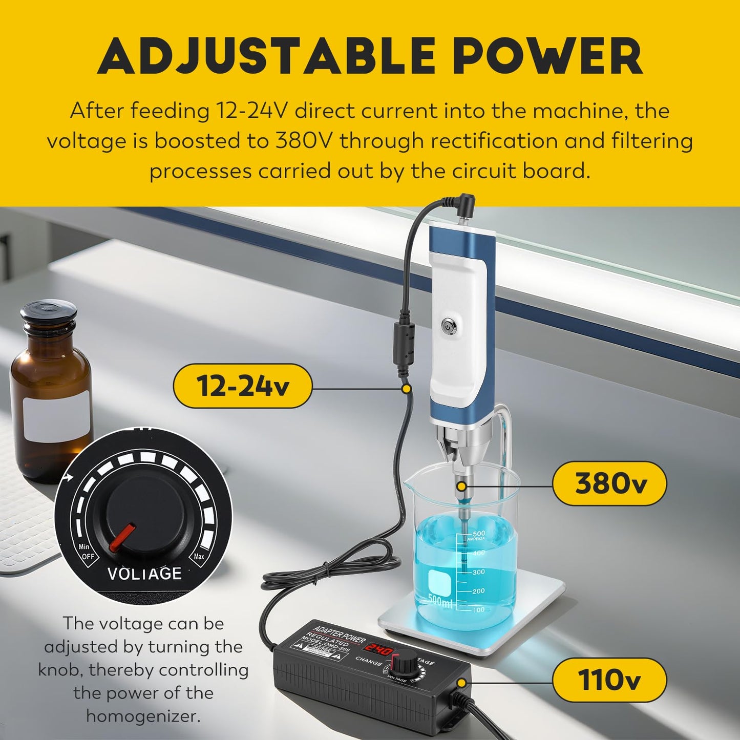 CGOLDENWALL Ultrasonic Homogenizer Handheld Portable Sonicator Processor Cell Disruptor Mixer with Stand (8mm Probe, 50-300mL, 300W)