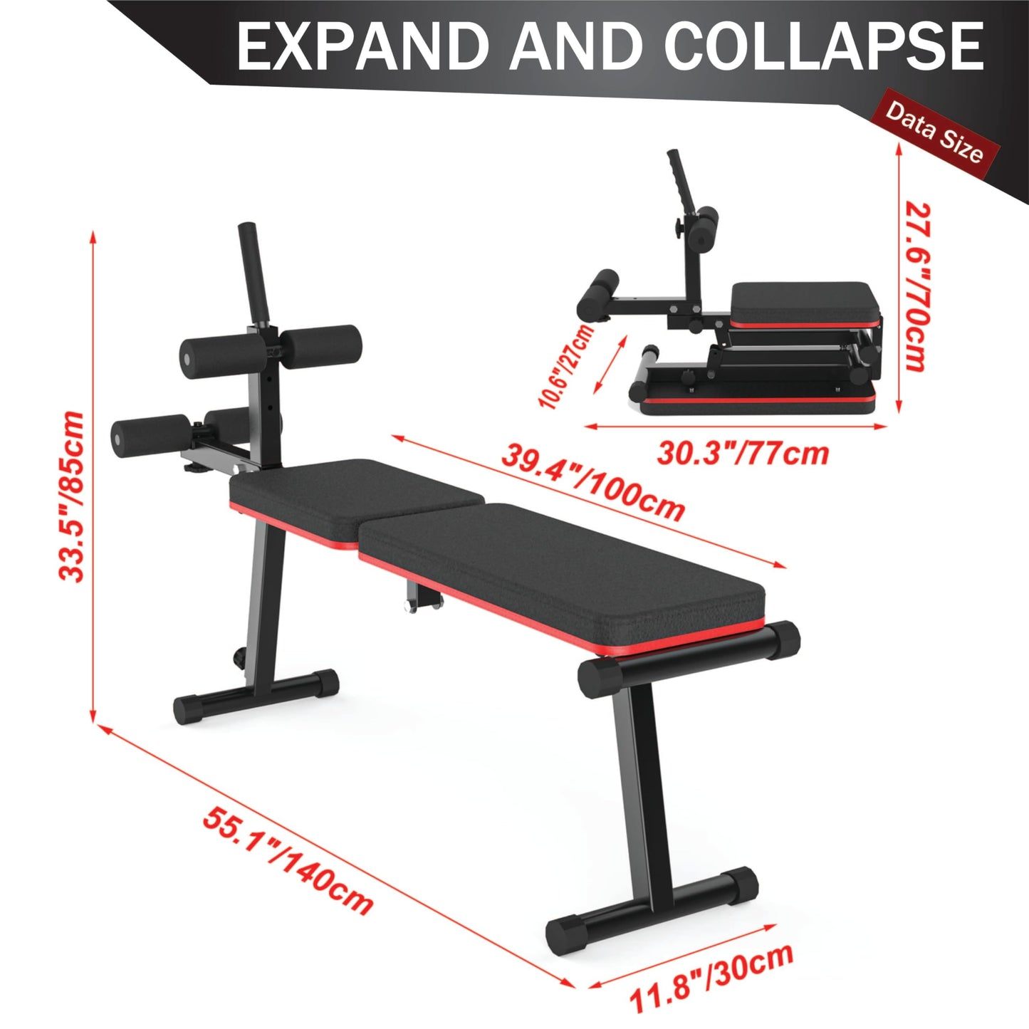 EASY BIG Decline & Flat Bench, Foldable, Multi-Gear Adjustment, Full Body Workout, 660 lbs/300 kgs Capacity