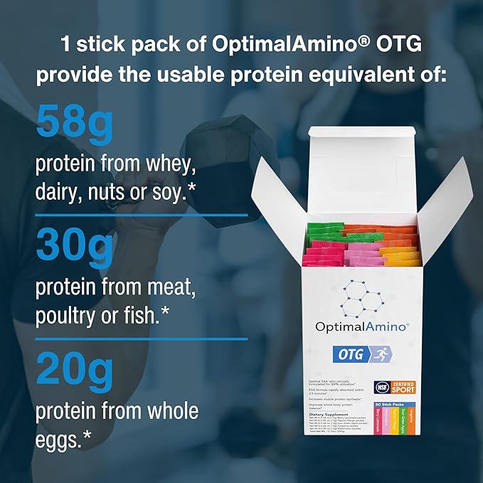 OTG Stick Packs, 5 Flavor Variety Box (30 Count), 99% Utilized Essential Amino Acid (EAA) Supplement, Increase Muscle Recovery, Vegan/Keto Pre/Post Workout, NSF Certified for Sport
