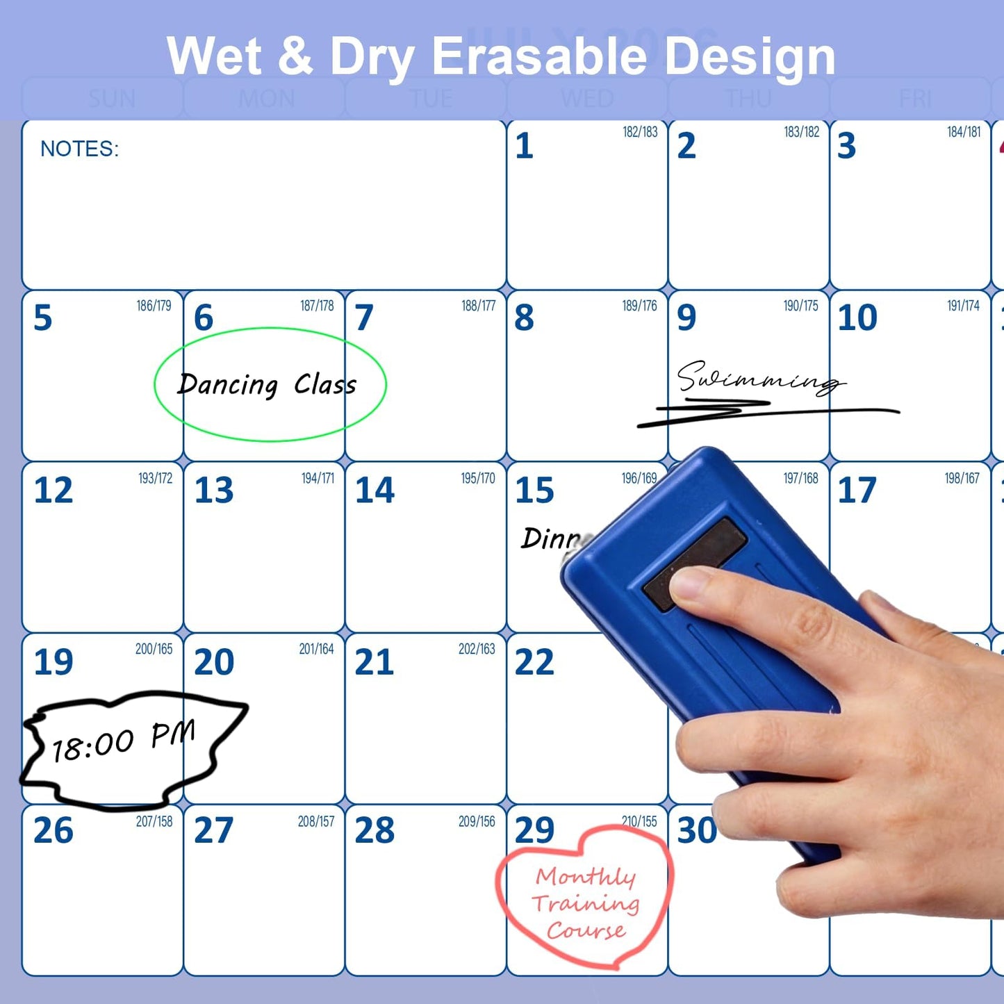 32" x 48" Academic Wall Calendar 2026-2027, July 2026 - June 2027 Folded Wet & Dry Erase, Large Wall Calendar 12 Month, Vertical/Horizontal Reversible, School Yearly Wall Planner with Julian Dates