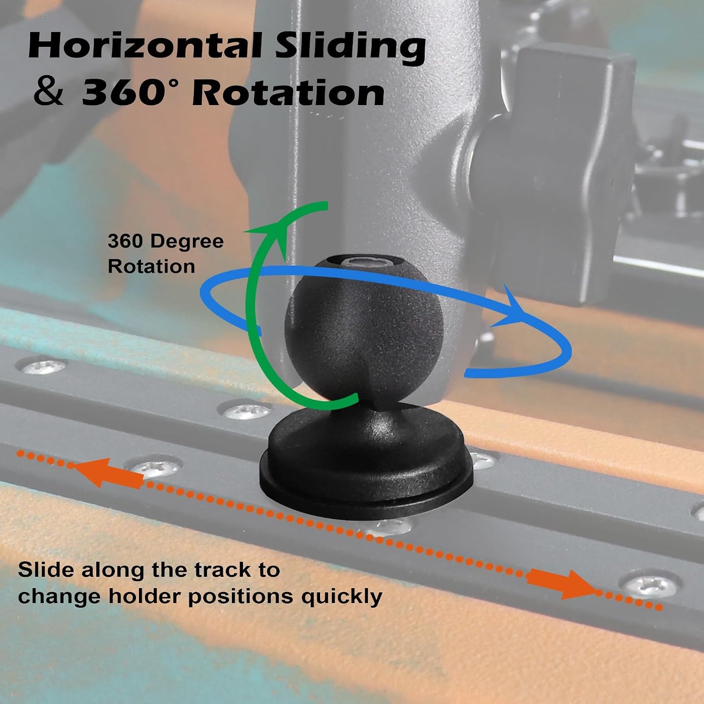 WINDFRD 2 1" 1 inch/B pcs Track Ball Mount Base with T-Bolt Attachment for Kayak/Boat Track, Compatible with RAM