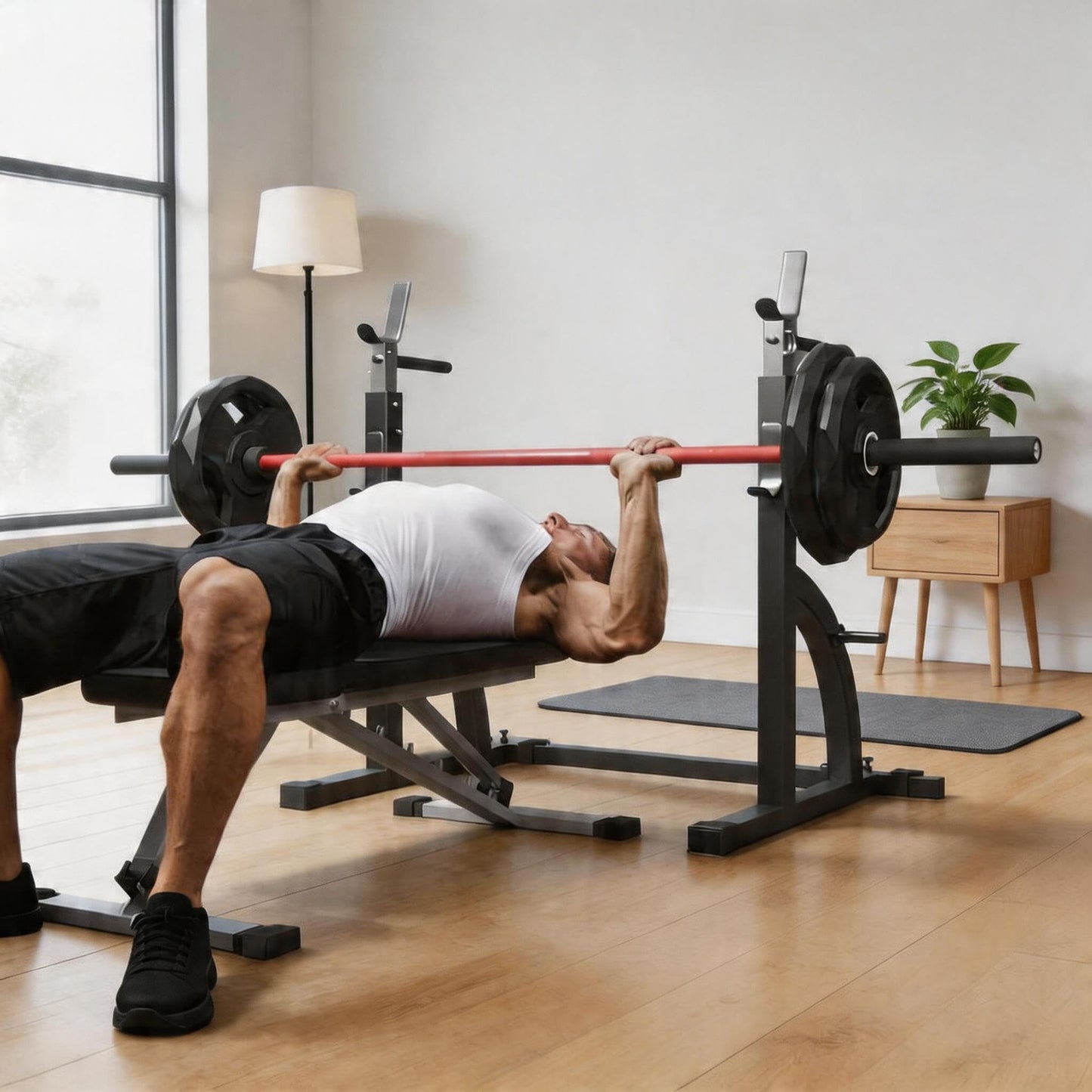 7ft Olympic Barbell 45 LB, Medium-Carbon Steel Weight Lifting Bar, 1500LB Capacity, 28mm Grip, 8 Needle Bearings, Fits 2" Plates for Powerlifting, Deadlift, Bench Press & Home Gym