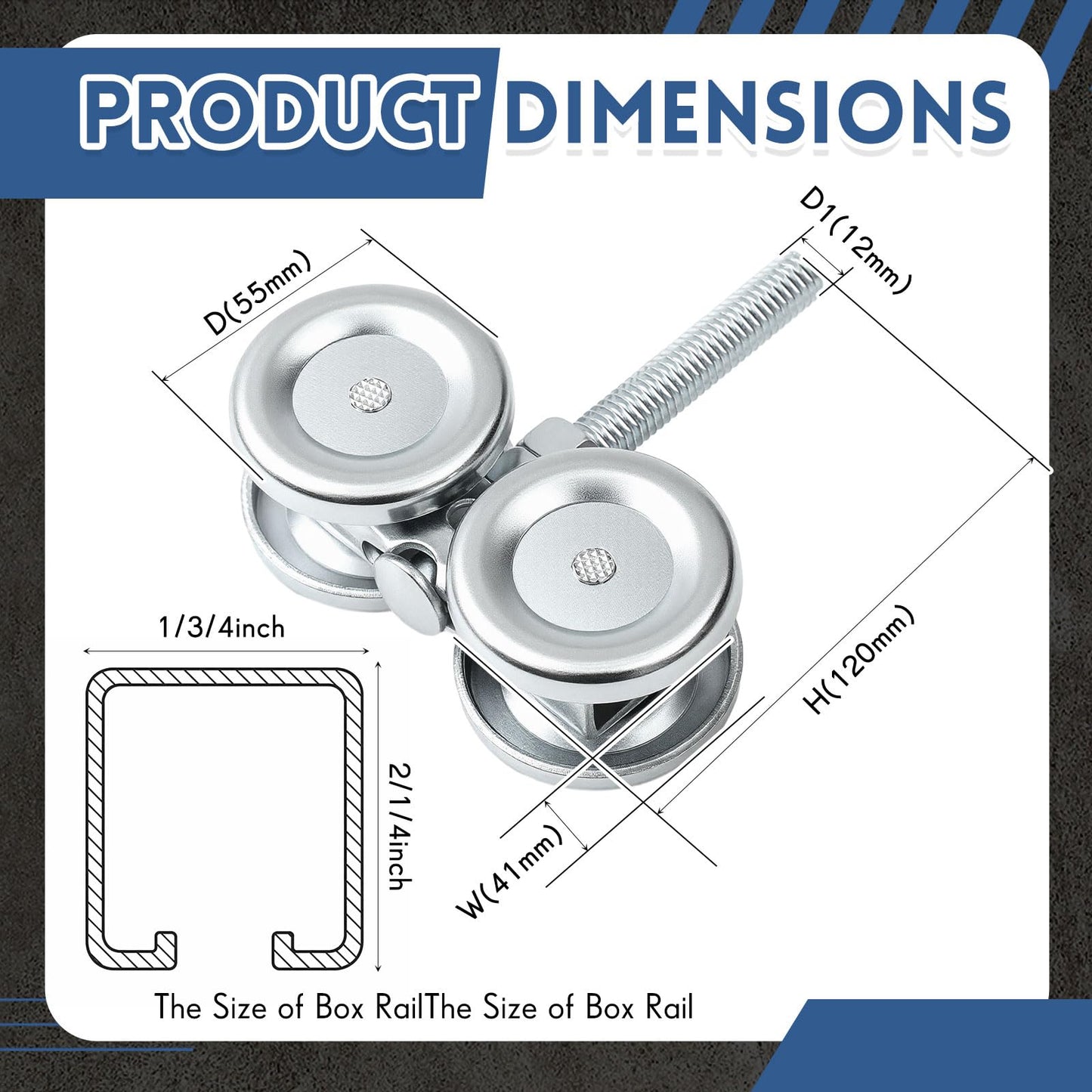 Hicarer 2 Pcs Wheel Trolley Assembly Barn Door Rollers for 1-3/4" Wide and 2-1/4" or Taller Rail Hanging Track, Beam Trolley Applied for Mount Heavy Barn and Shed Sliding Doors
