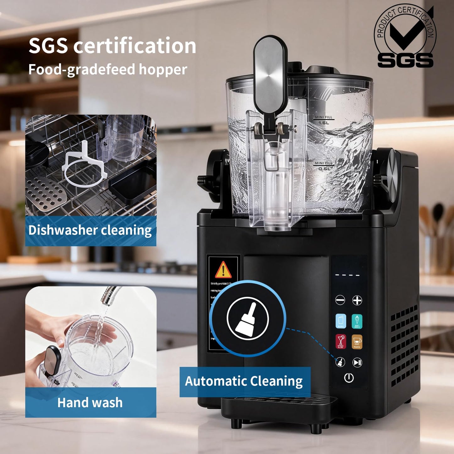Slushie Machine& Soft Serve Ice Cream Maker, Slushie Machine for Home,Frozen Drink Machine, No Ice Needed, Self Cleaning Slushy Machine, Perfect for Milkshake, Frozen Margaritas, Cocktail and More