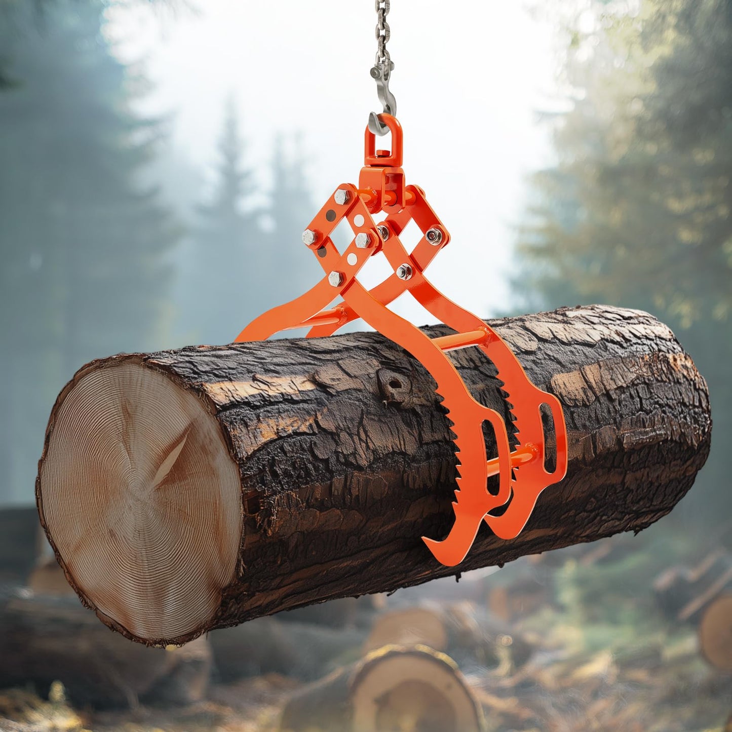 VEVOR Log Lifting Tongs 36in, 4 Serrated Claw Hook Log Tongs, Heavy Duty Steel Swivel Dragging Tongs, 3300LBS Log Grapple with Handles, Lumber Log Skidding Tongs for Tractors, Trucks, Forklifts, ATVs