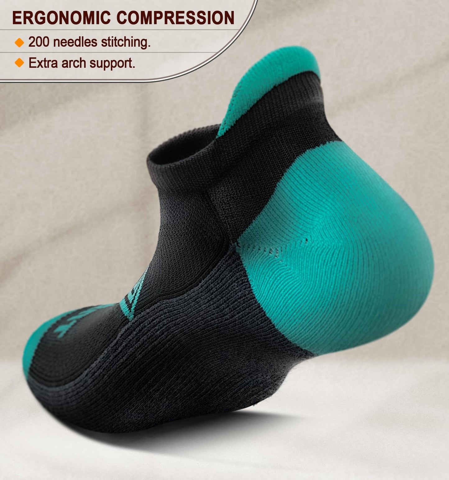 BULLIANT Socks For Women 6Pairs-Womens Athletic Ankle Socks No Show Cushioned for Walking Running-Compression Arch Support(6Pairs,Shoes Size:Women 8-10)