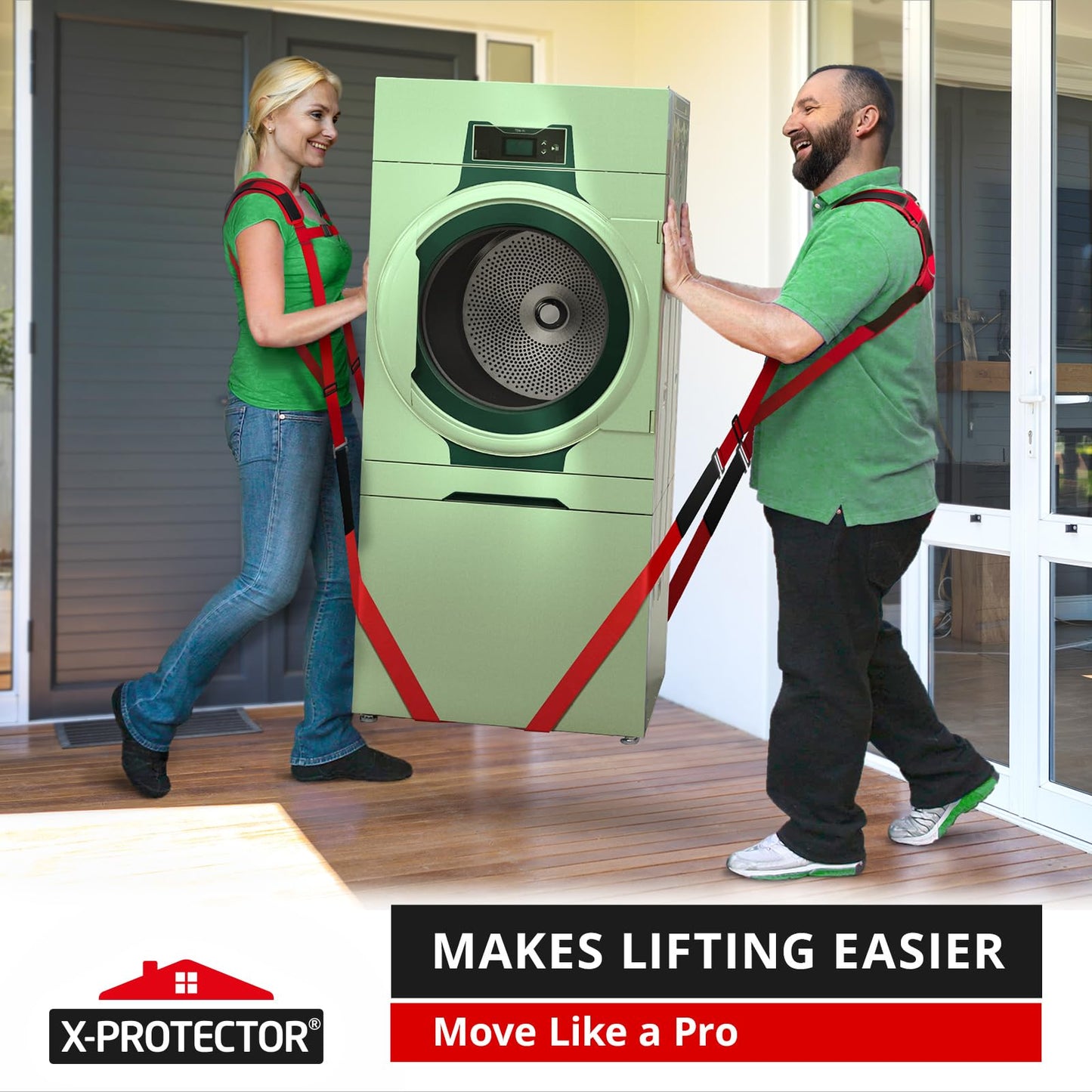 X-Protector Moving Straps - 2 Pairs - Lifting Straps for 2 Movers - Move Furniture Easily and Safely - Perfect for Lifting & Moving Heavy Objects (Adjustable Length 50-118”)