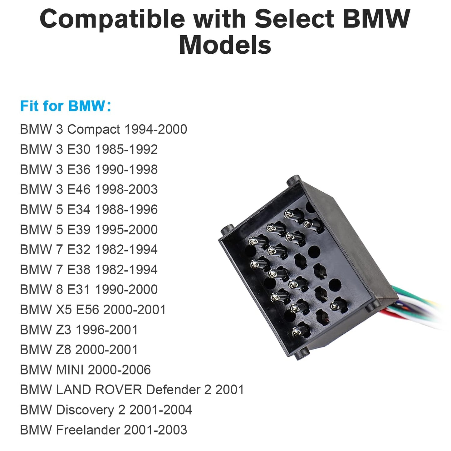 E30 E32 E36 E39 E38 E46 Z3,Aftermarket 17PIN ISO Radio Wiring Harness Adapter Compatible with BMW Stereo Wire Harness