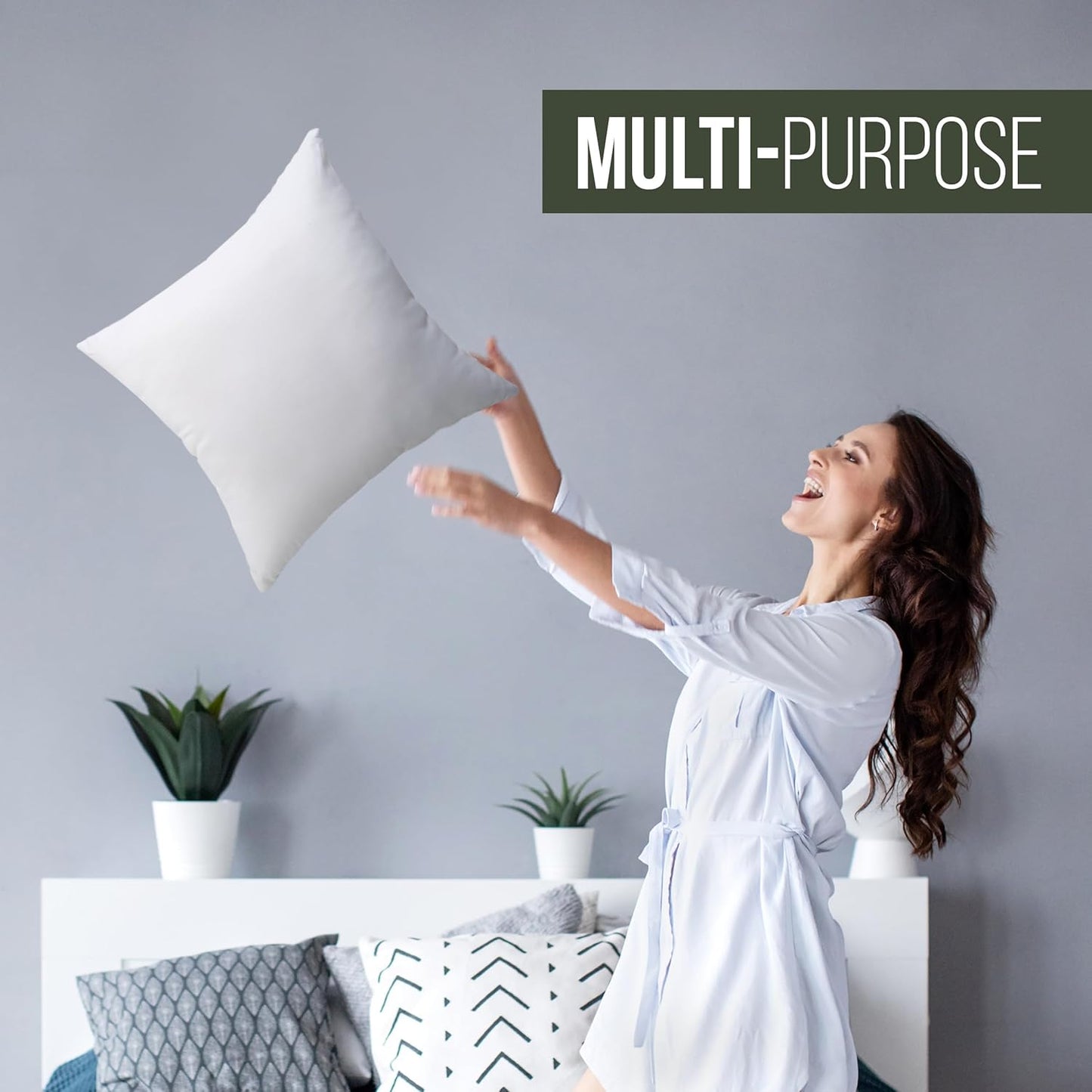 Utopia Bedding Throw Pillow - Fluffy 16x16 Inches Down Alternative Cushion in White | Perfect for Bed, Sofa & Couch