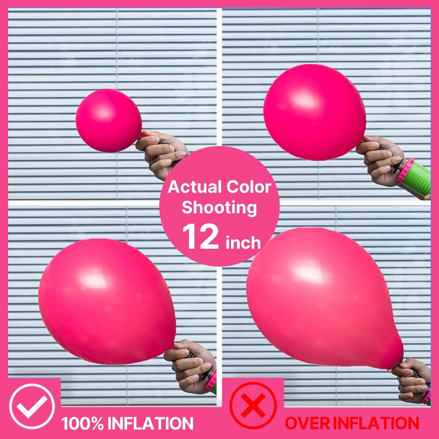 PartyWoo Hot Pink Balloons - 140-Piece Balloon Arch Kit | Various Sizes for Baby Showers & Birthdays