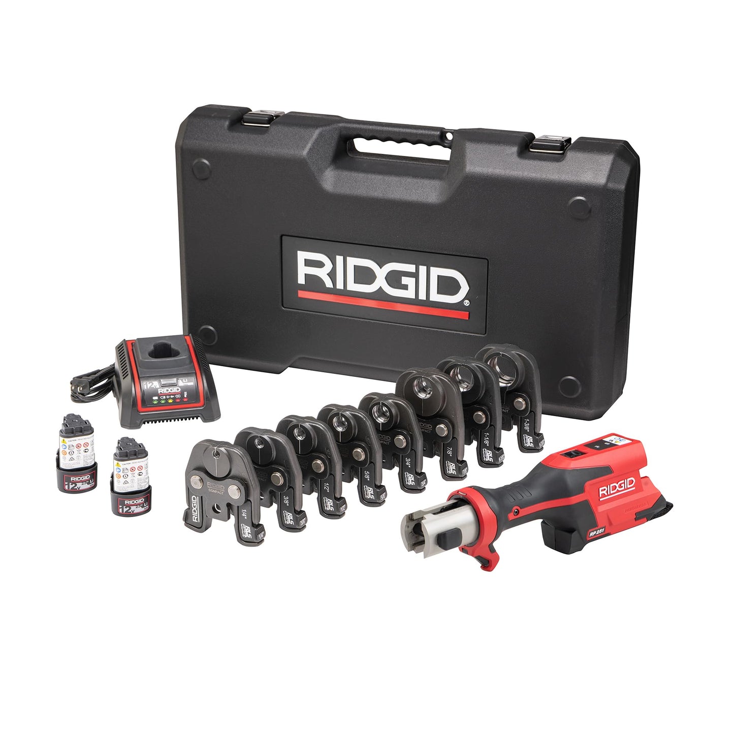 RIDGID 78238 RP 251 Compact Press Tool with RLS Jaws (1/4" to 1-3/8"), In-Line Pressing Tool for Copper, Stainless Steel, PEX, and Carbon Steel