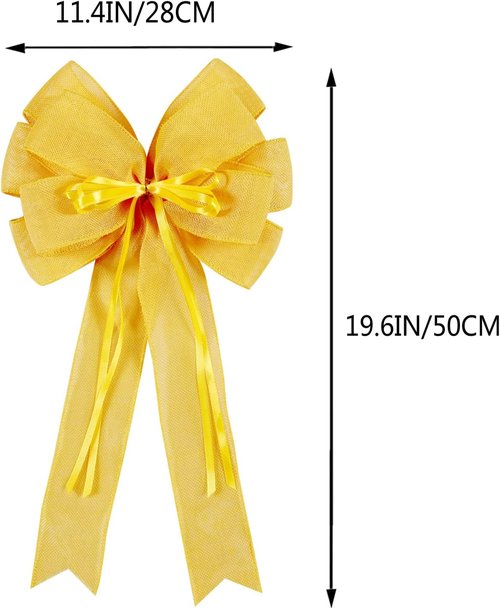 Hongsome Large Yellow Easter Wreath Bow Decor - Classic Glitter String & Burlap Ribbon | Versatile Seasonal Tree Topper Bows