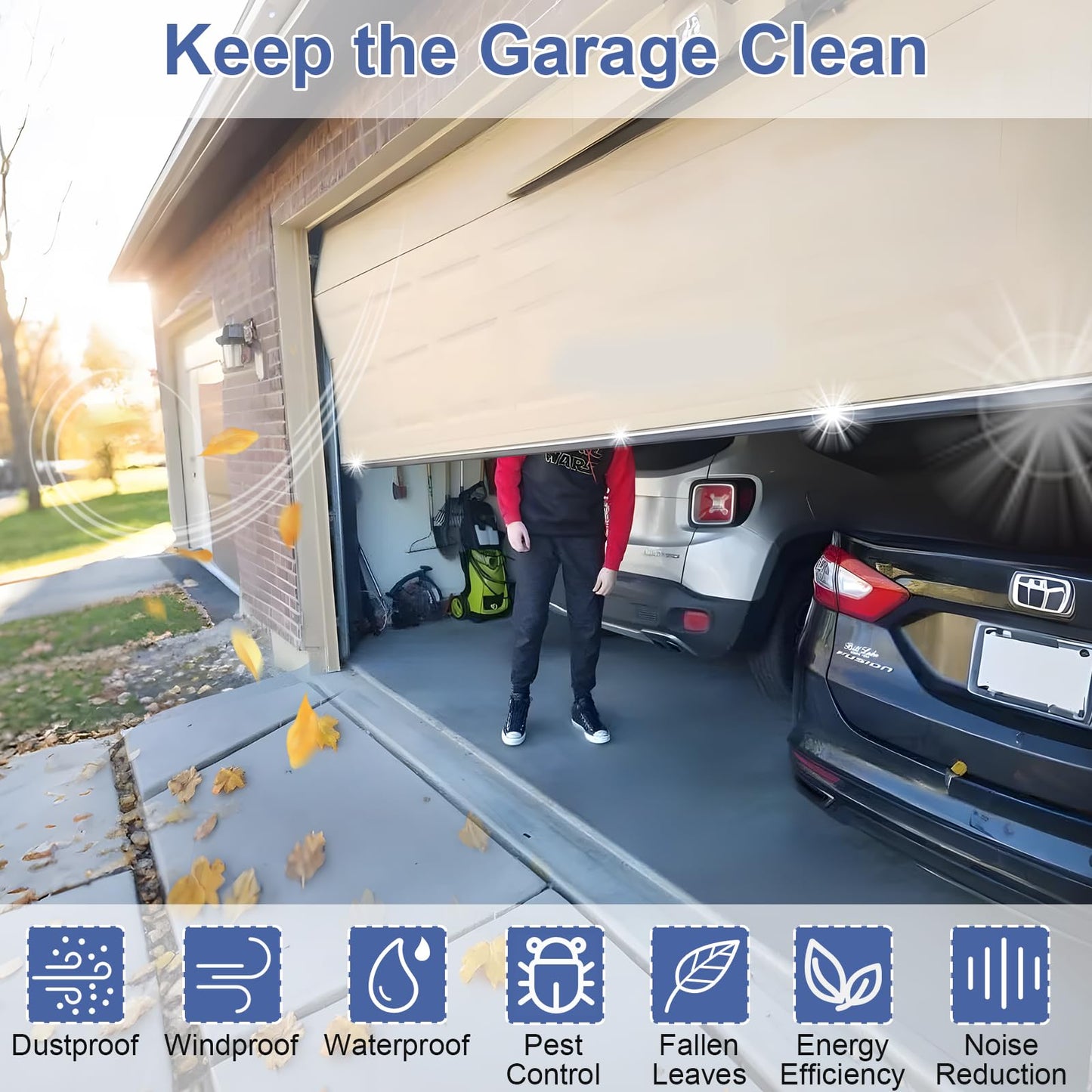 Garage Door Seals Bottom Rubber - 16.5 Feet Weatherproof EPDM Rubber, Easy DIY Trim-to-Fit Installation Kit, Custom-Fit, Durable Seal for Energy Efficiency & Home Protection