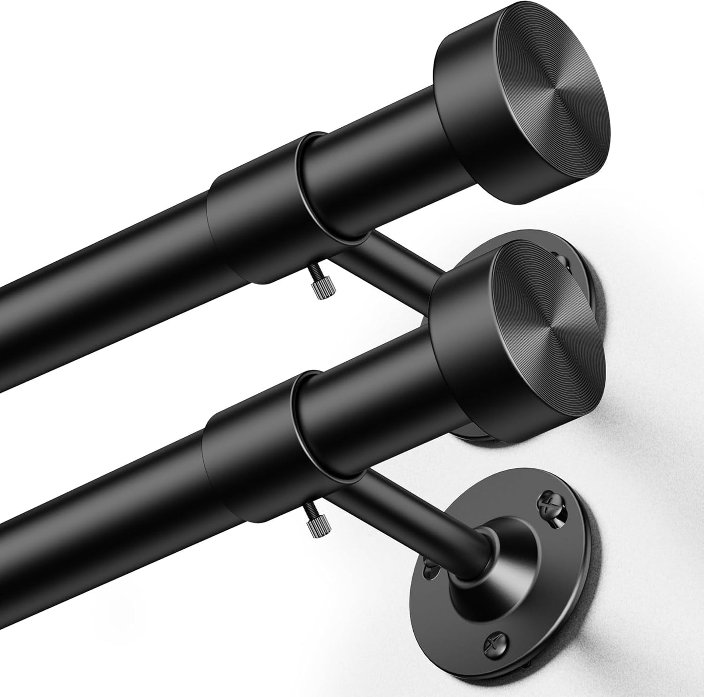 YaFex Heavy Duty Curtain Rods - Adjustable 32-150 Inch Black Window Treatment | Easy Install, Aluminium Finials
