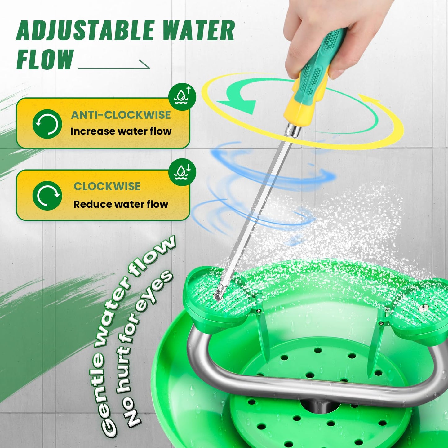 Huanyu Emergency Eye Wash Station Floor Mount Adjustable Water Flow Stand Up Eye Wash Station Eyewash Stations Stainless Steel Eye Wash Units Factory (1202-1 Green)
