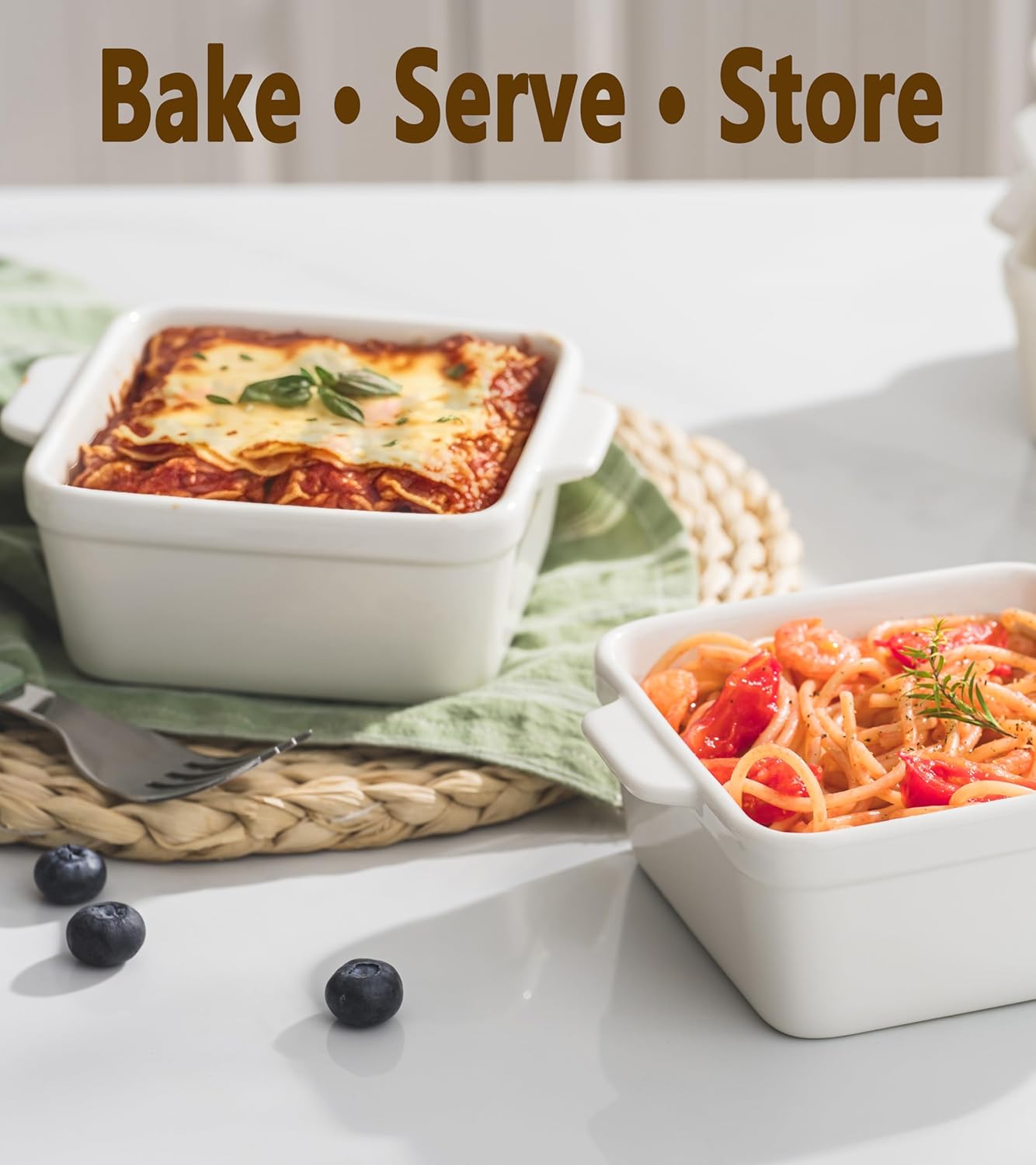 Regine Switzerland 16 oz Small Baking Dish Set - 4 Ceramic Casserole Dishes for Oven & Freezer Safe Meal Prep