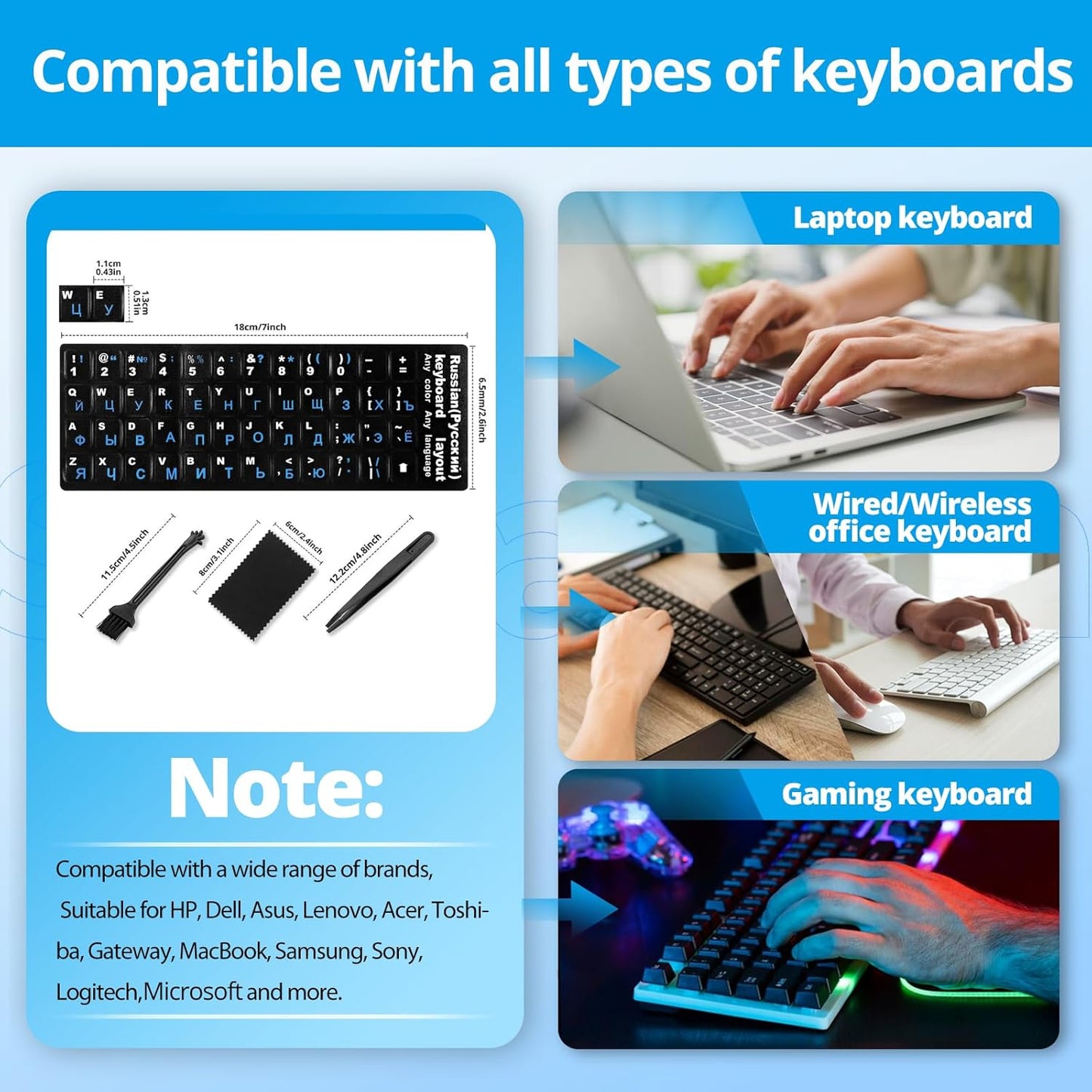 Softamm [5 1], Russian Keyboard Stickers in Cyrillic Keyboard Letters Replacement Sticker with Black Background