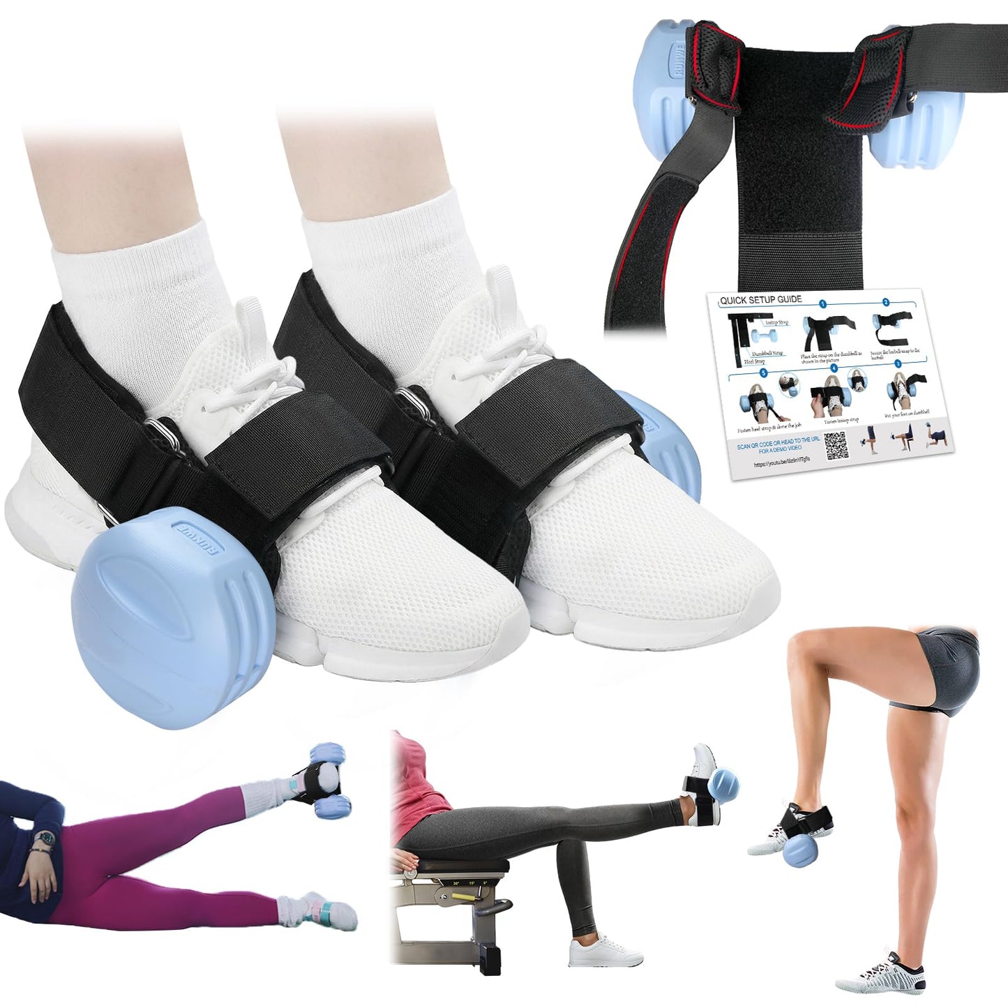 2Pcs Dumbbell Foot Attachment, Adjustable Thickening Monkey Feet Dumbbell Attachment Straps Tibialis Trainer and Heel, Padded Ankle Weight Strap for Leg Workouts Extensions – Hip Flexors, Shin Splints
