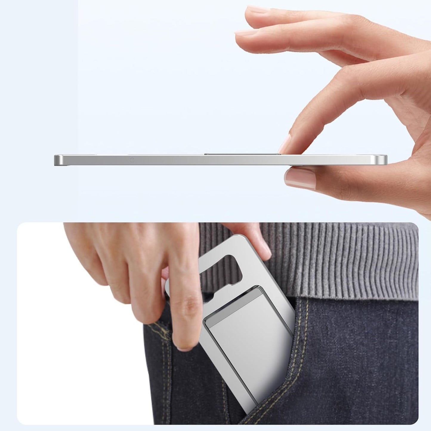 Aimai Forever Foldable Aluminum Phone Stand, Ultra Thin Portable Travel Holder for Desk Pocket,Compatible with All