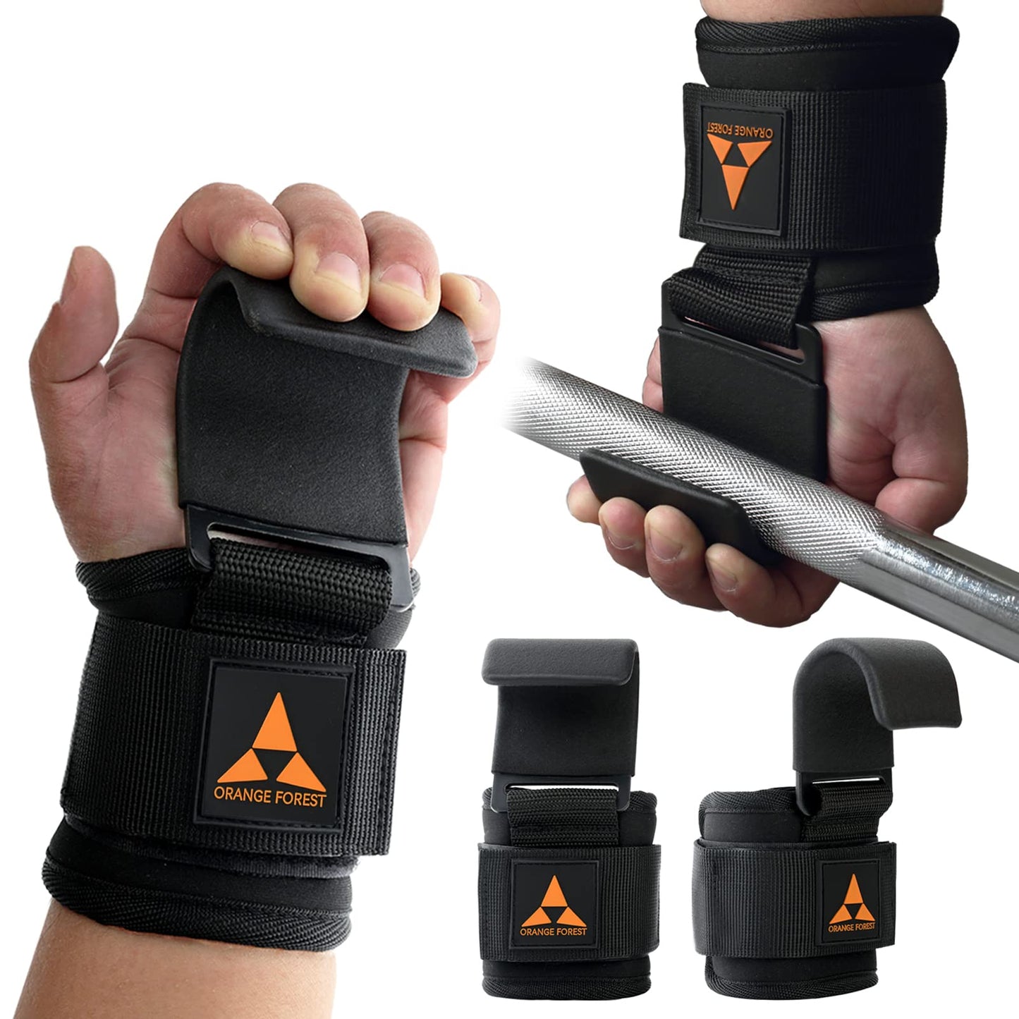 Weight Lifting Hooks (Pair), Heavy Duty Lifting Wrist Straps with 9cm Width Neoprene Padded, Hand Grip Support for Deadlift, Powerlifting and Pull Ups, Weightlifting Gym Gloves for Men and Women
