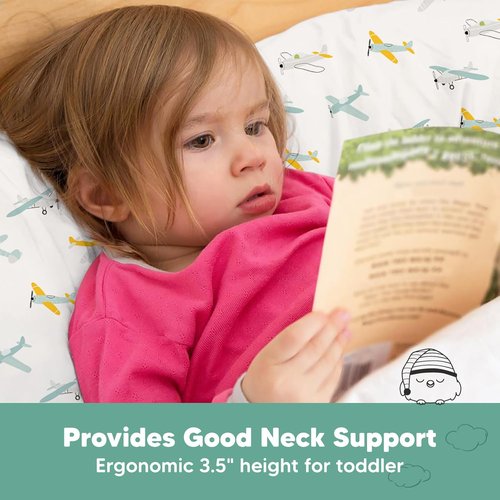 KeaBabies Toddler Pillow - Jumbo 14x20 Soft Organic Cotton | Machine Washable for Travel & Toddler Bed Set