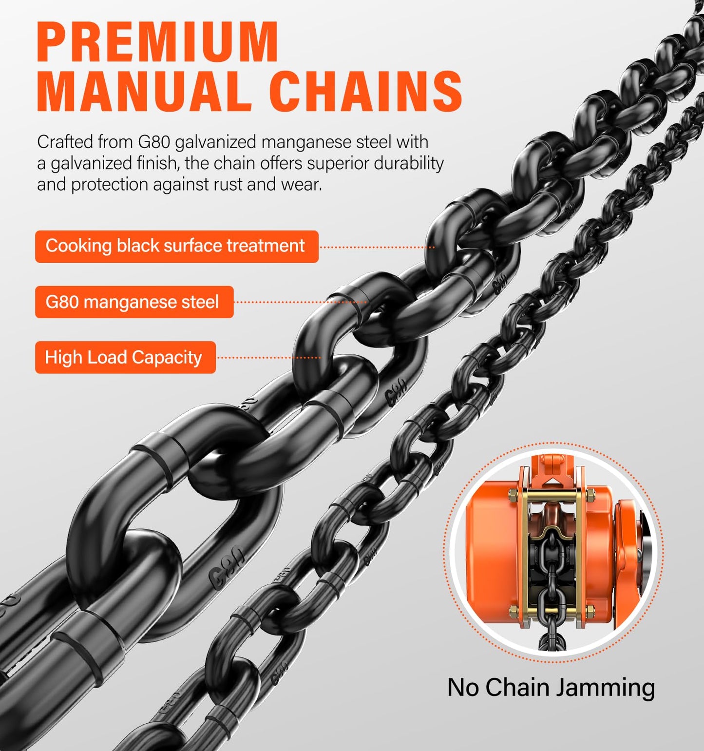 HUGOASIS Lever Chain Hoist 1-1/2 Ton 3300 Lbs Capacity 10FT Lift 2 Heavy Duty Hooks,Manganese Steel G80 Manganese Steel with Double-Pawl Brake Chain Come Along for Warehouse,Automotive,Garages,Orange