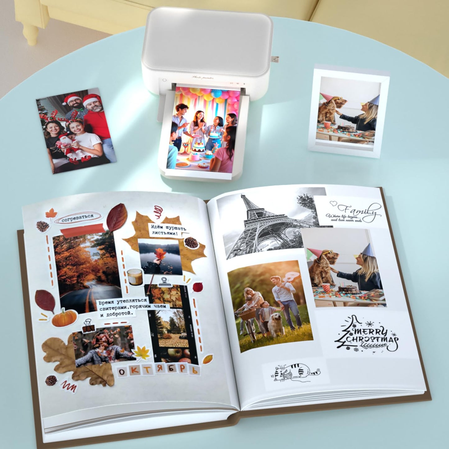 HPRT Photo Printer 4x6 with 108 Sheets & 2 Cartridges, Instant Picture Printer for iPhone & Android, Bluetooth Dye Sublimation Phone Photo Printer, Home Use, Ideal Gift, White