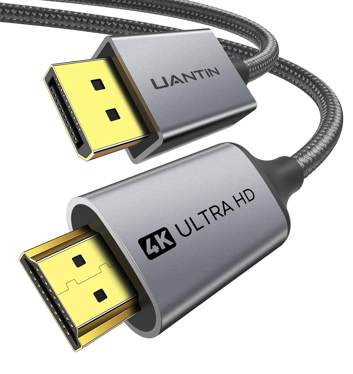 4K 6Ft, 1.2 1.4 4K@30Hz, 2K@60Hz, UANTIN DisplayPort to HDMI Cable Uni-Directional Only, DP (Source) to HDMI (Display)