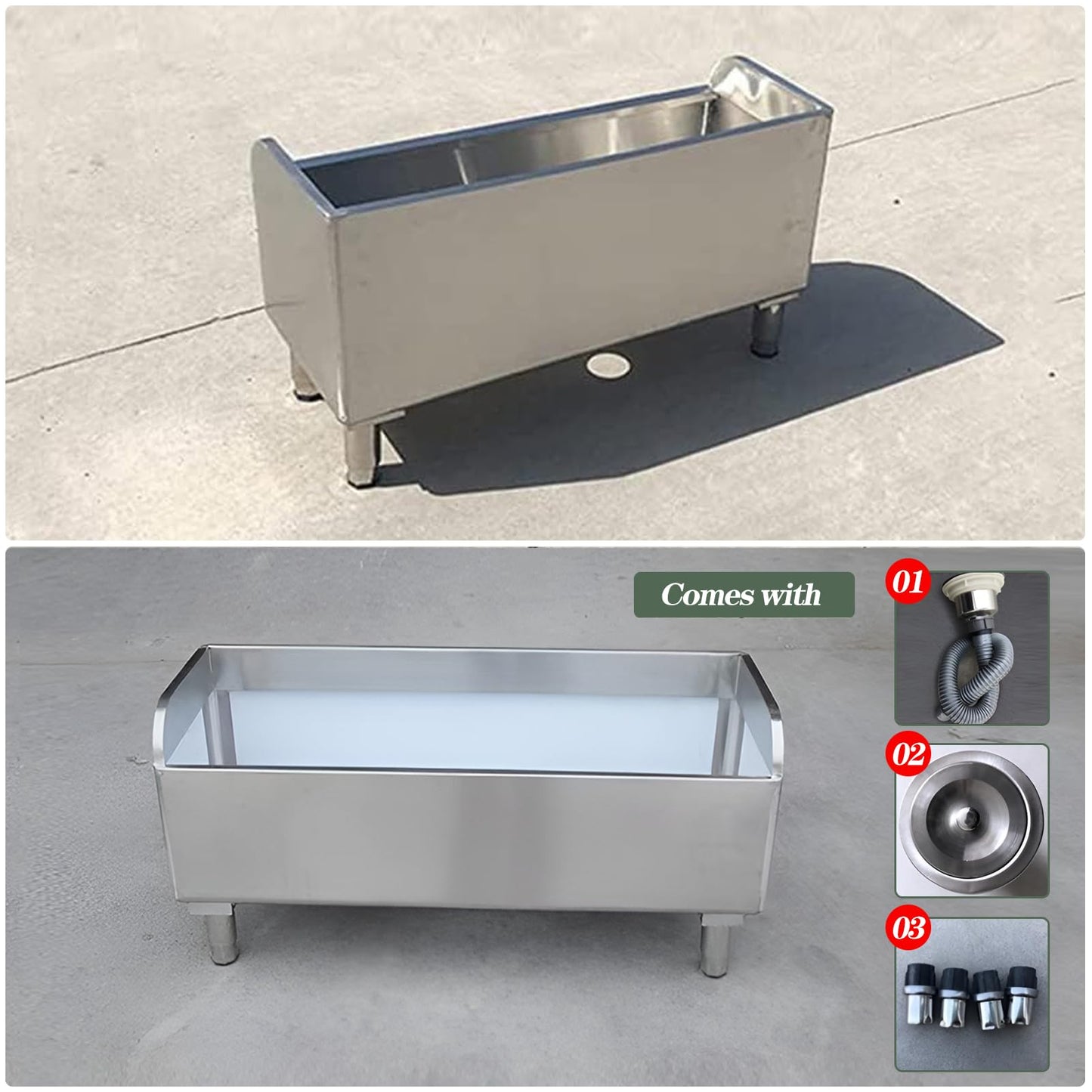 CYGJYZOD Floor Mop Sink With Drainage/Strainer,stainless steel utility sink,304 Stainless Steel,for Laundry Room,Kitchen, Restaurant, Garages,(S-17.7"L x 16.1"W x 21.6"H)