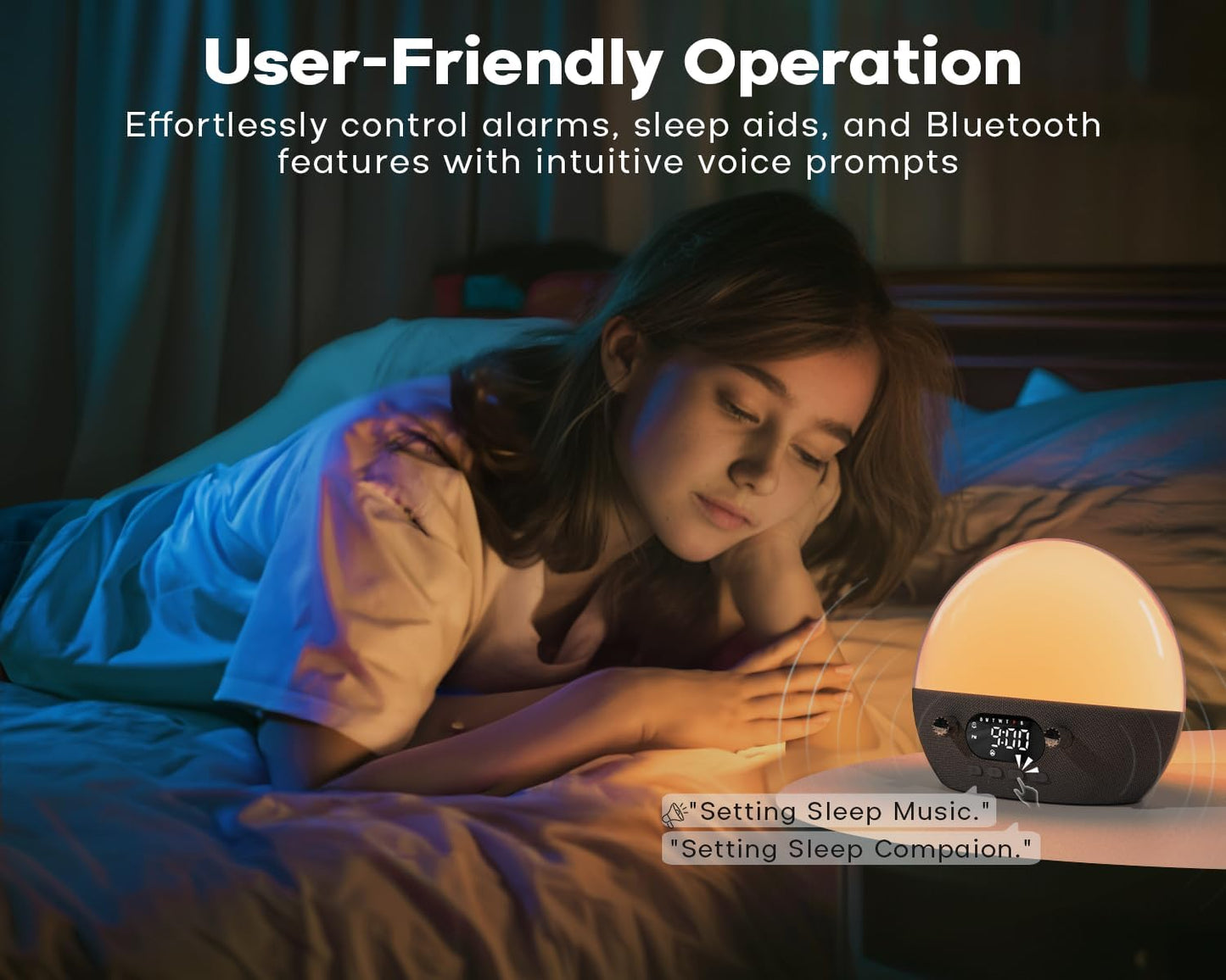 MOMILLA Sunrise Alarm Clock with Bluetooth Speaker, White Noise Sound Machine, Alarm Clocks for Heavy Sleepers