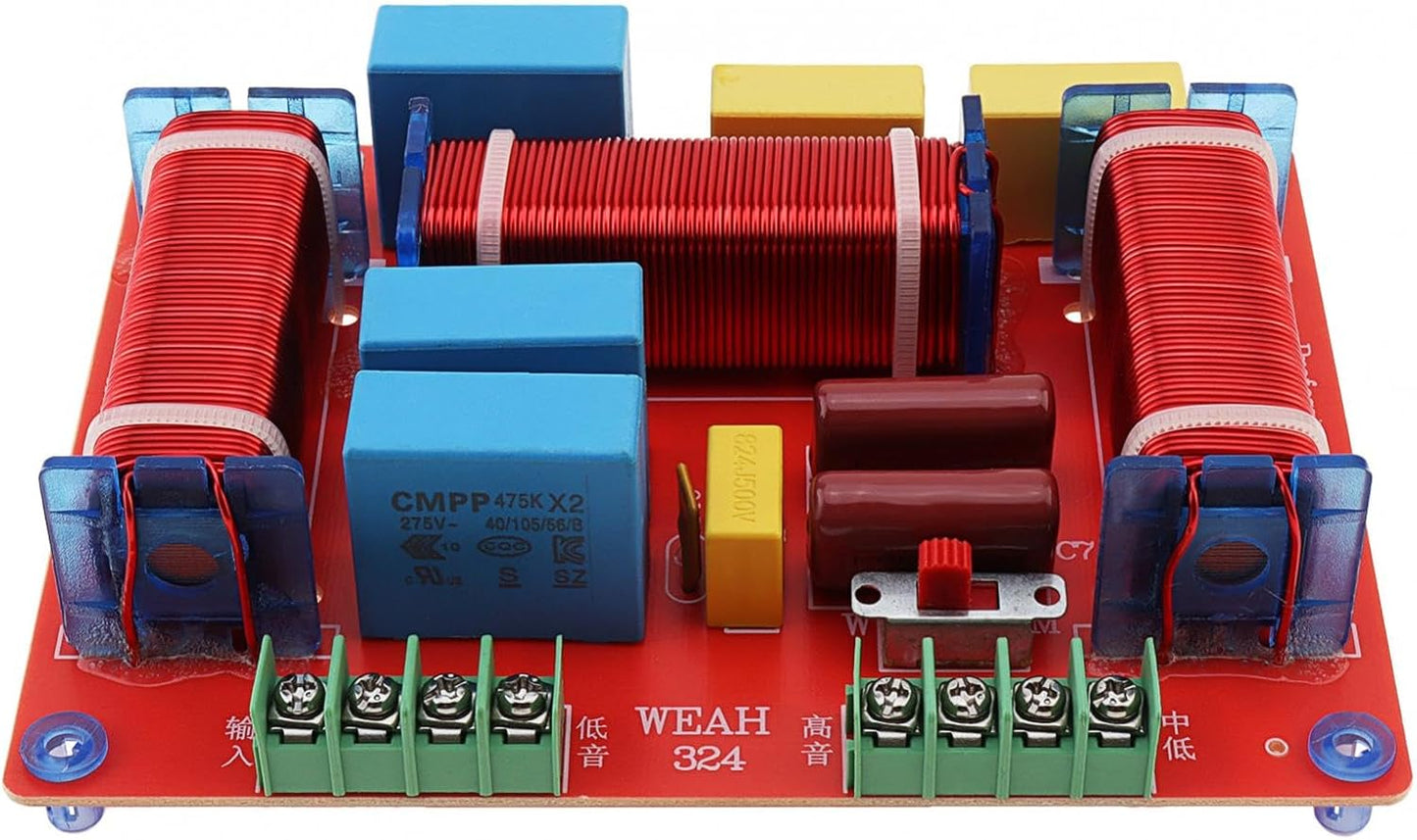 DriSentri 3 400W 4-8 3 Way Crossover, Adjustable Ohm Way One High & Two Low Frequency Divider, HiFi Speaker Crossover