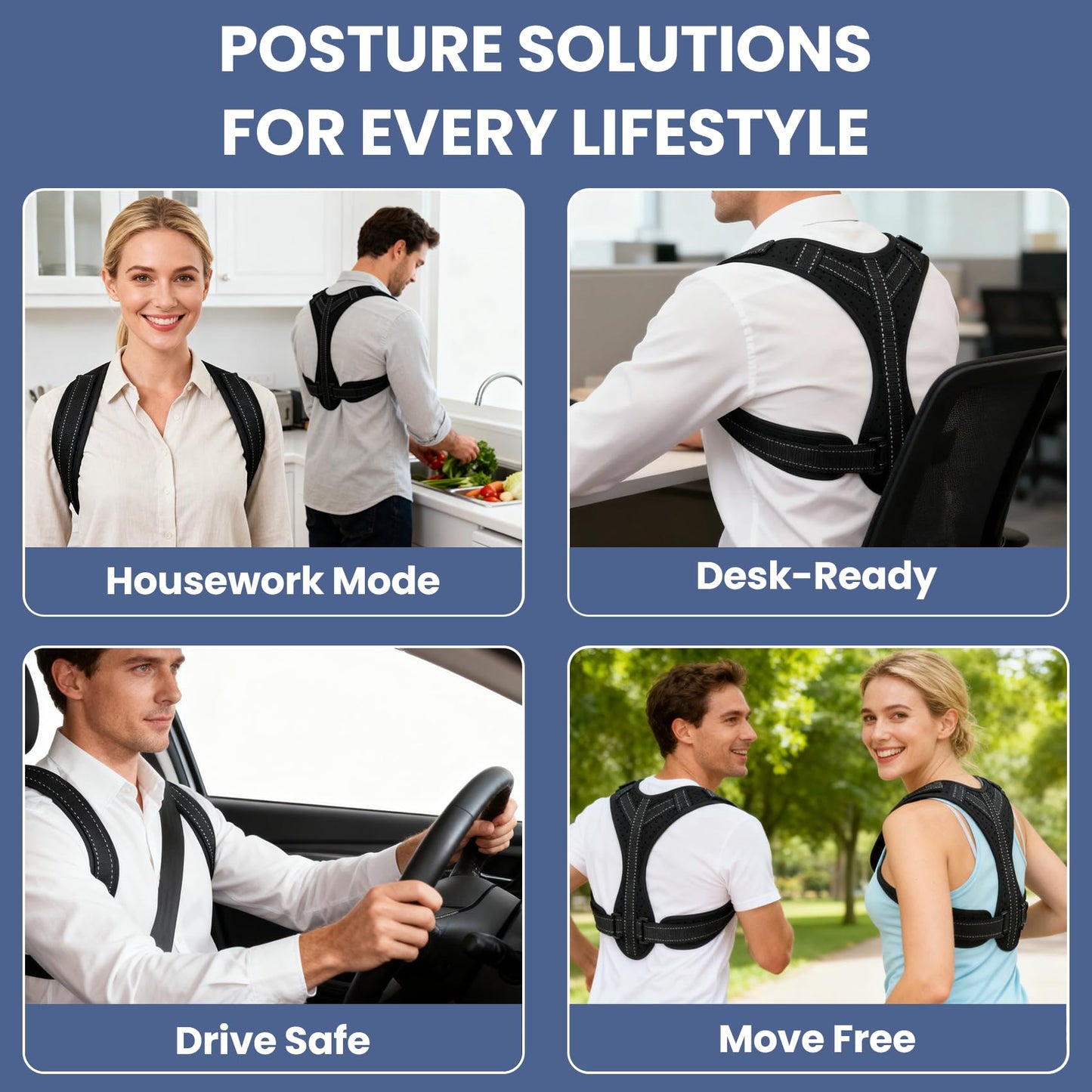 Posture Corrector for Men and Women, Adjustable Back Brace Upper Spine Straightener, Breathable Shoulder, Neck, Clavicle & Back Support, Relieve Slouching, Hunching, and Back Pain, XL