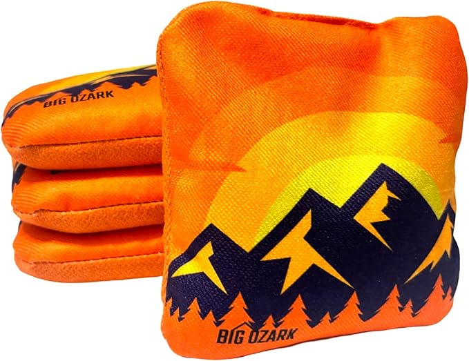 Competition Cornhole Bags Set of 8, Regulation Professional Weight Corn Hole Bean Bags for Tournament Play, Dual Sided Stick & Slick with Waterproof Pellets & Drawstring Bag, Orange & Blue