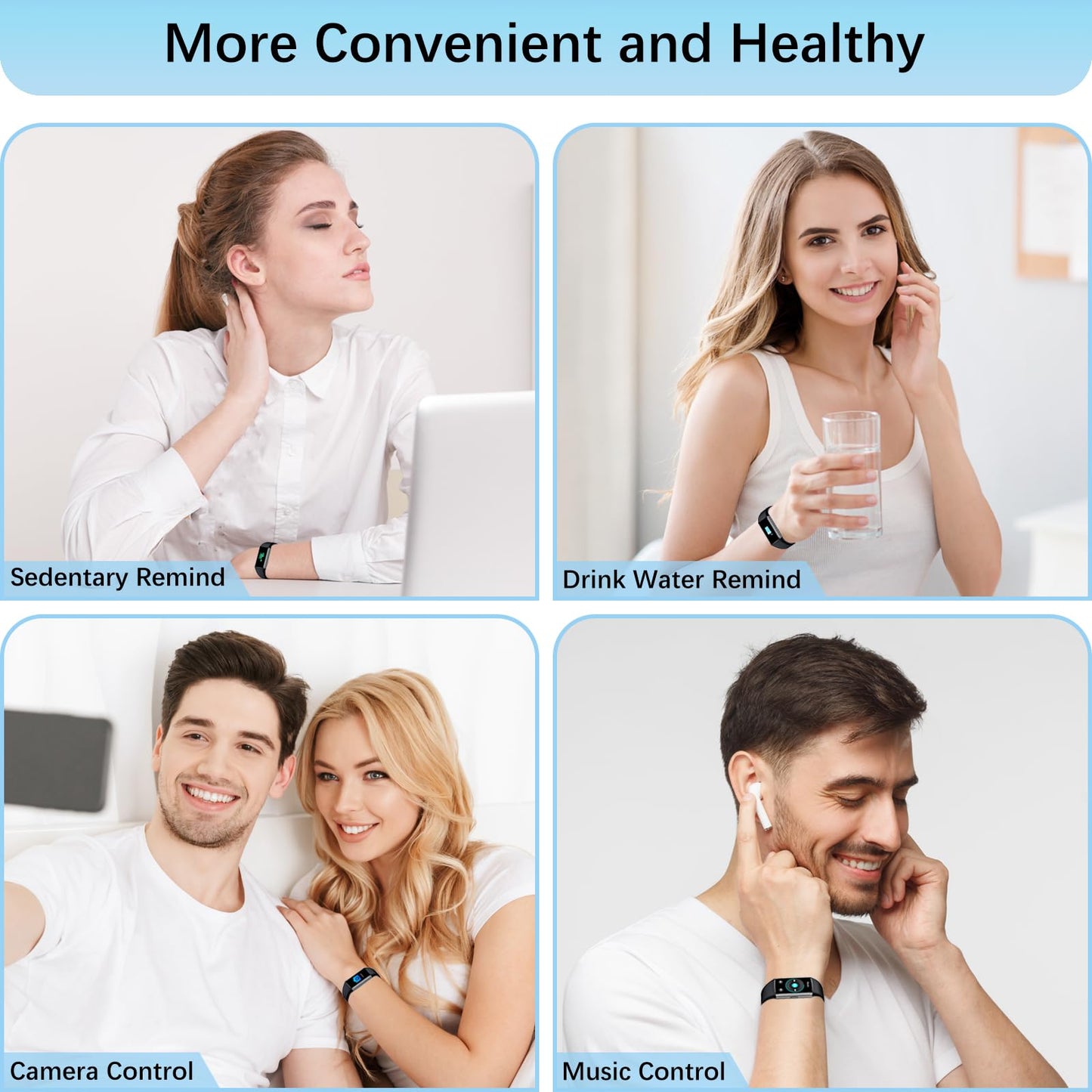 Smart Watch, Step Tracker Watch with 24/7 Heart Rate Monitor, Blood Oxygen, Sleep Monitor, Step Counter, Sports, IP68 Waterproof Fitness Watches for Men Women Compatible with Android & iPhone (Black)