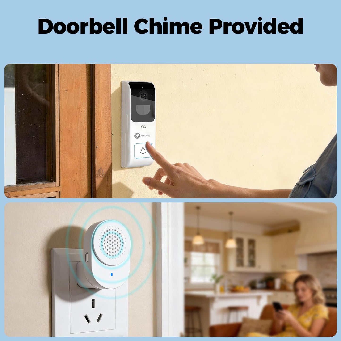 [Doorbell + 4-CAM] XMARTO 6MP Tri-Lens Wireless Security Camera & Smart Doorbell Set, 4Pcs 3-View 360°PTZ AI Tracking Cam & 16CH 4K WiFi6 NVR (1TB HDD) & 2.4G/5G Dual Band Doorbell, No Monthly Fee