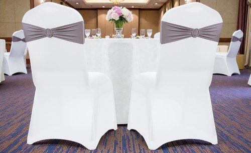 MDS Premium Spandex Chair Sashes - Universal Stretch Covers with Buckle Slider | Pack of 75 - Silver Gray