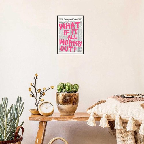 Drimiler Retro Pink Font Poster - Positive Affirming Quote Canvas Wall Art | Minimalist 12x18in Framed Decor