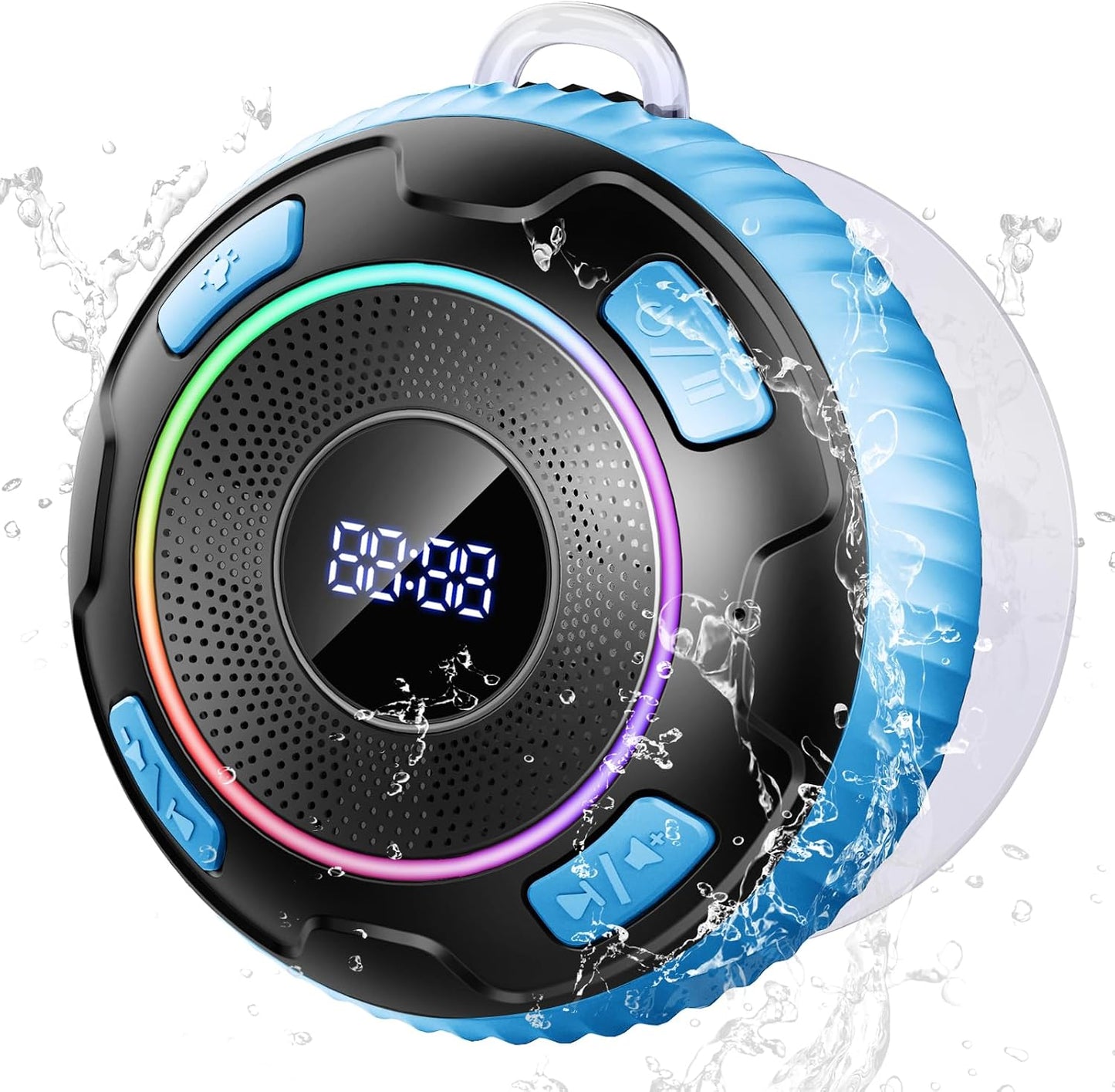 Hupoaf 5.3, IPX7 Bluetooth Shower Speaker, Wireless Bluetooth HD Sound, Portable Speaker with Suction Cup/Hook
